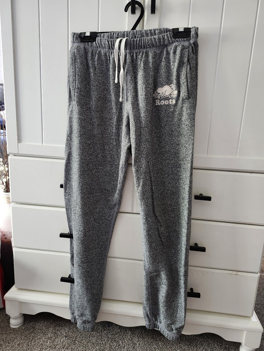 Roots Womens Gray Drawstring Sweatpants with Logo Sz Xxs